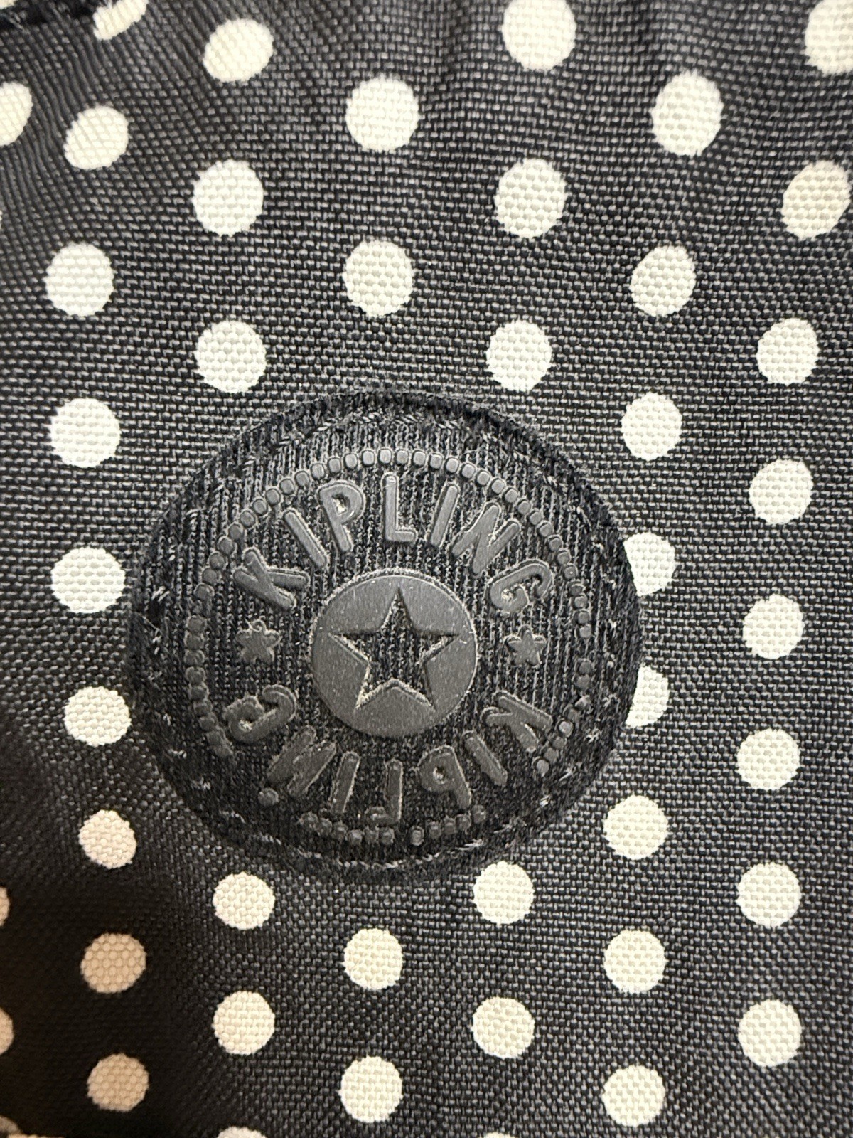 Kipling Sabian Mini Crossbody Bag – Black & White Polka Dot Nylon Shoulder Bag