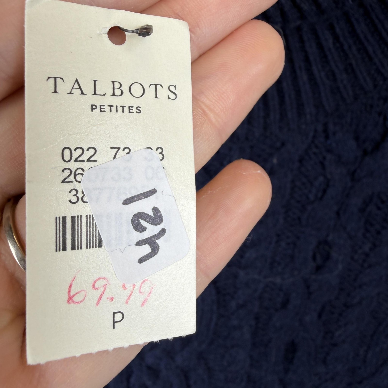 VTG Talbots Sweater Womens Petite P Blue Mock Neck Angora Cable Knit Pullover