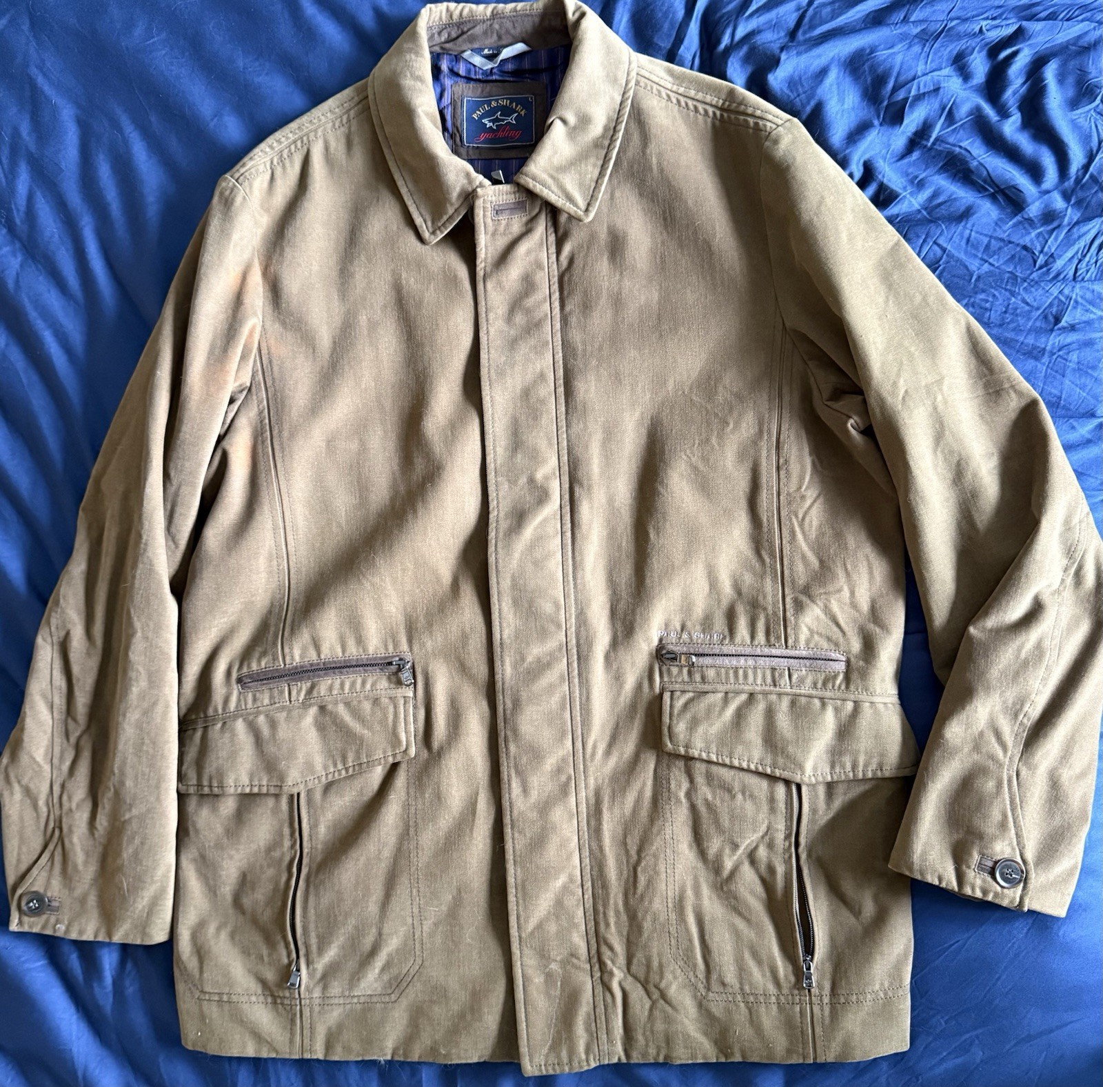 Paul & Shark Yachting Italy Jacket Brown Tan L Zip/Button
