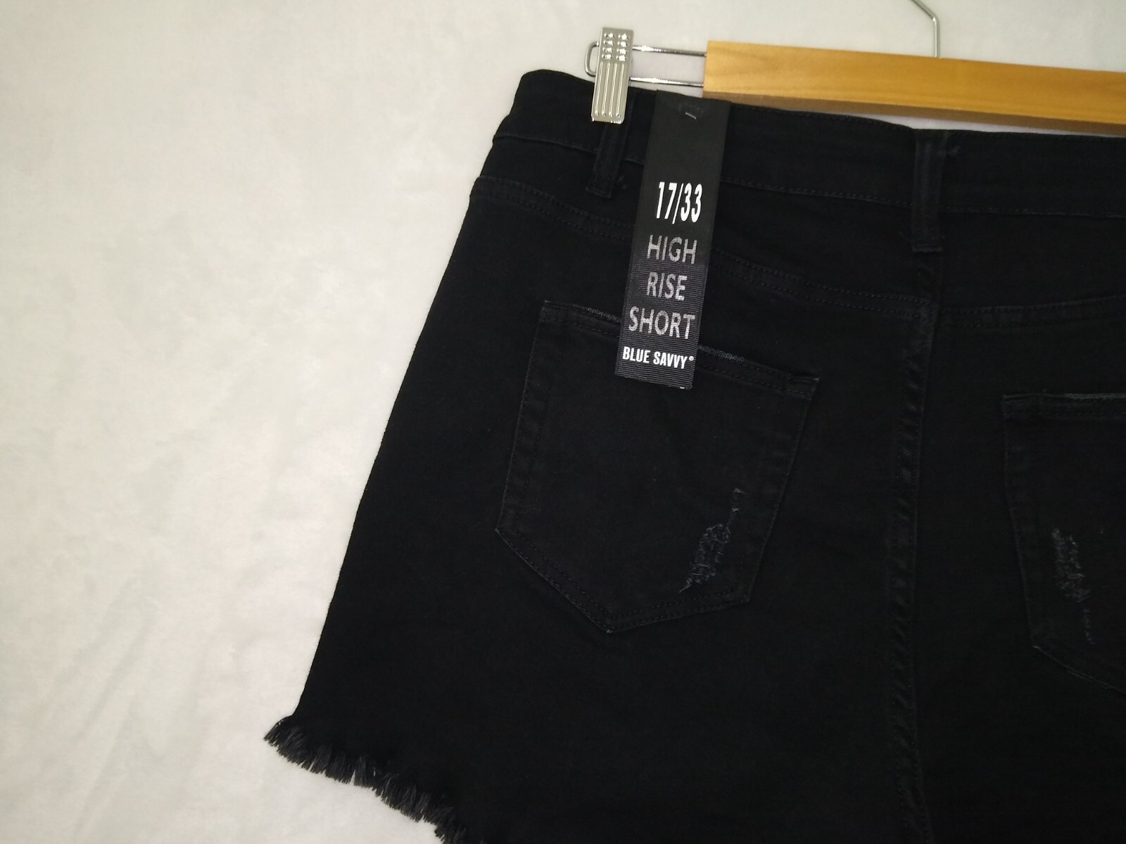Distressed Womens Black Denim Short High Rise 17 33 Blue Savvy Pockets Stretchy