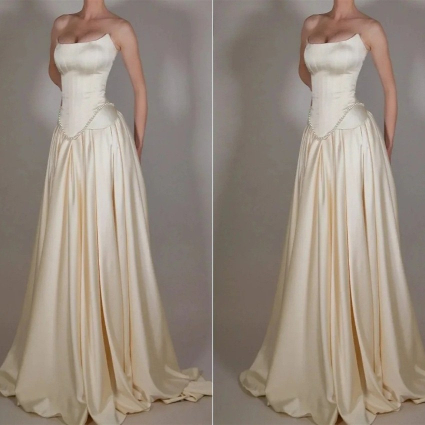 Luxury Colored Evening Gown Off-the-Shoulder A-Line Beige Ball Party Prom Dress