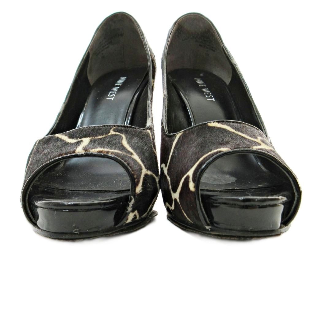 NINE WEST Giraffe Pattern Leather Pumps Brown 5/22cm (8.66in) B Condition