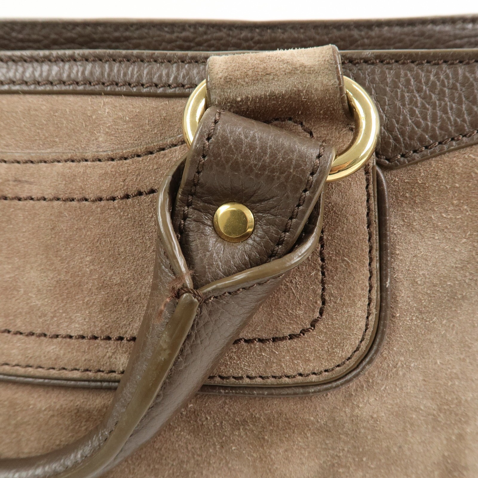 CELINE Boogie Bag Suede Leather Hand Bag Beige Brown Authentic Used F/S