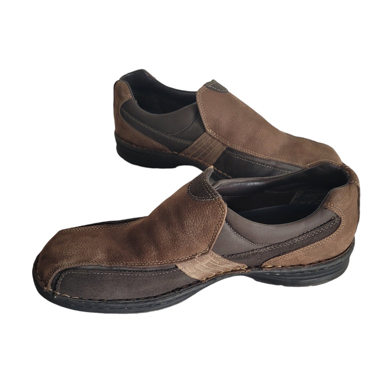 Men’s Dr. Scholl’s Brown Slip On Leather and Suede Loafer Shoes, Sz. 12