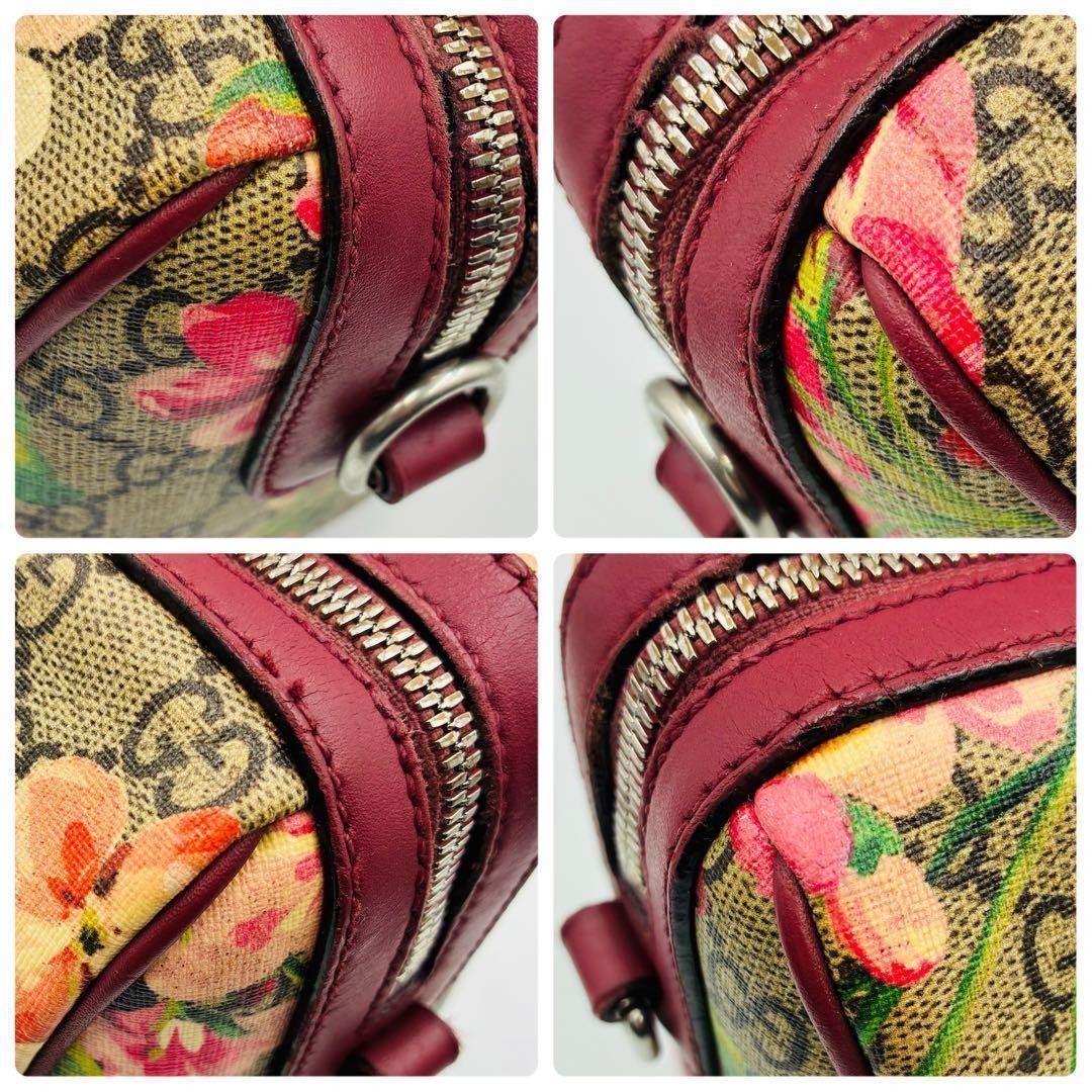 Authentic Gucci Blooms 2Way Handbag small boston PVC Floral Shoulder red