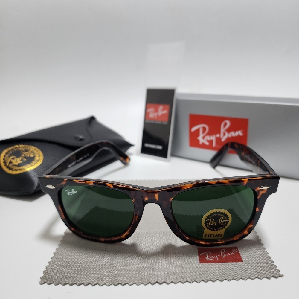 Ray-Ban RB2140 Classic Sunglasses Tortoise Frame Green Glass Lens 50mm-22 mm