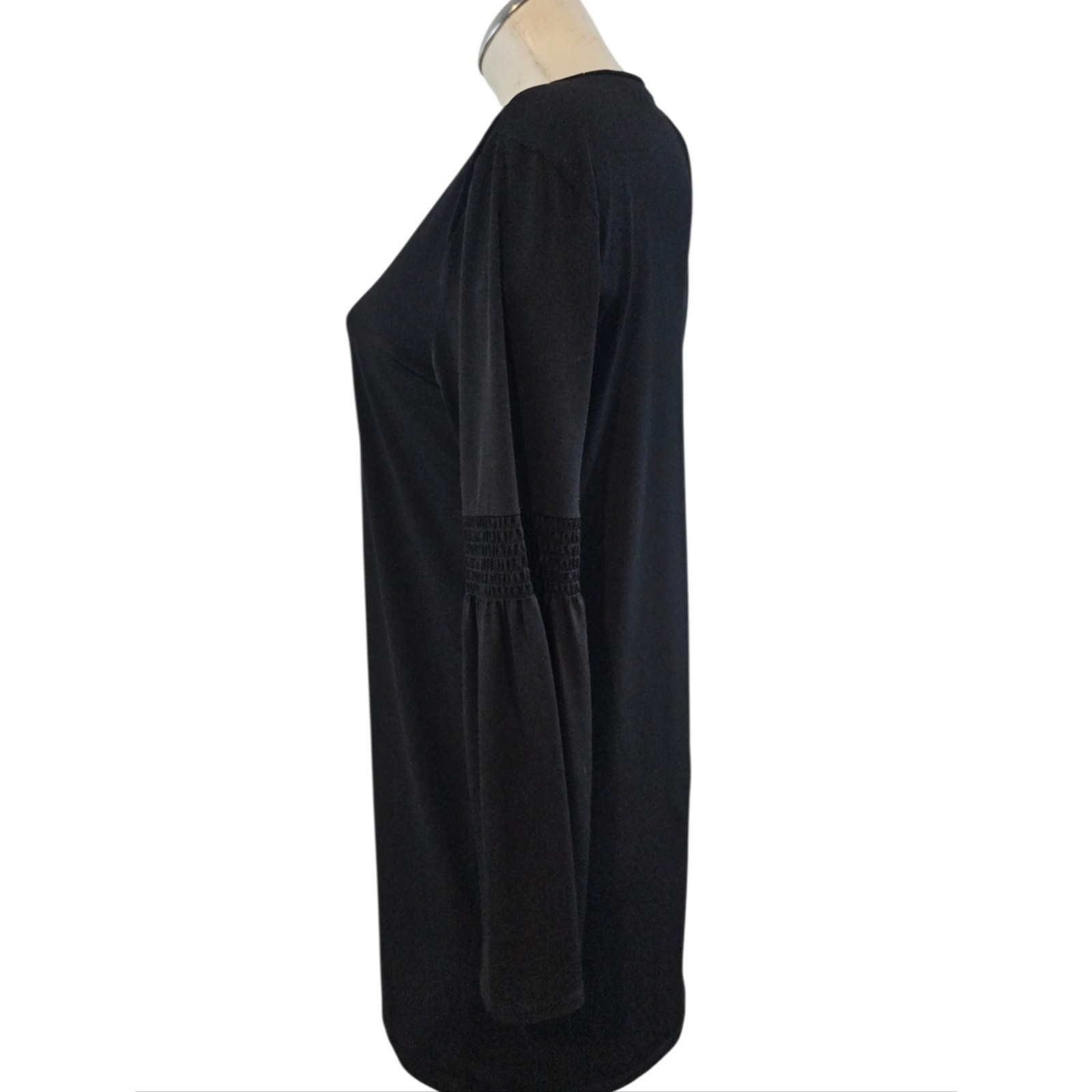 Michael Kors Size S Black Shift Dress with Keyhole Neck Bell Sleeves