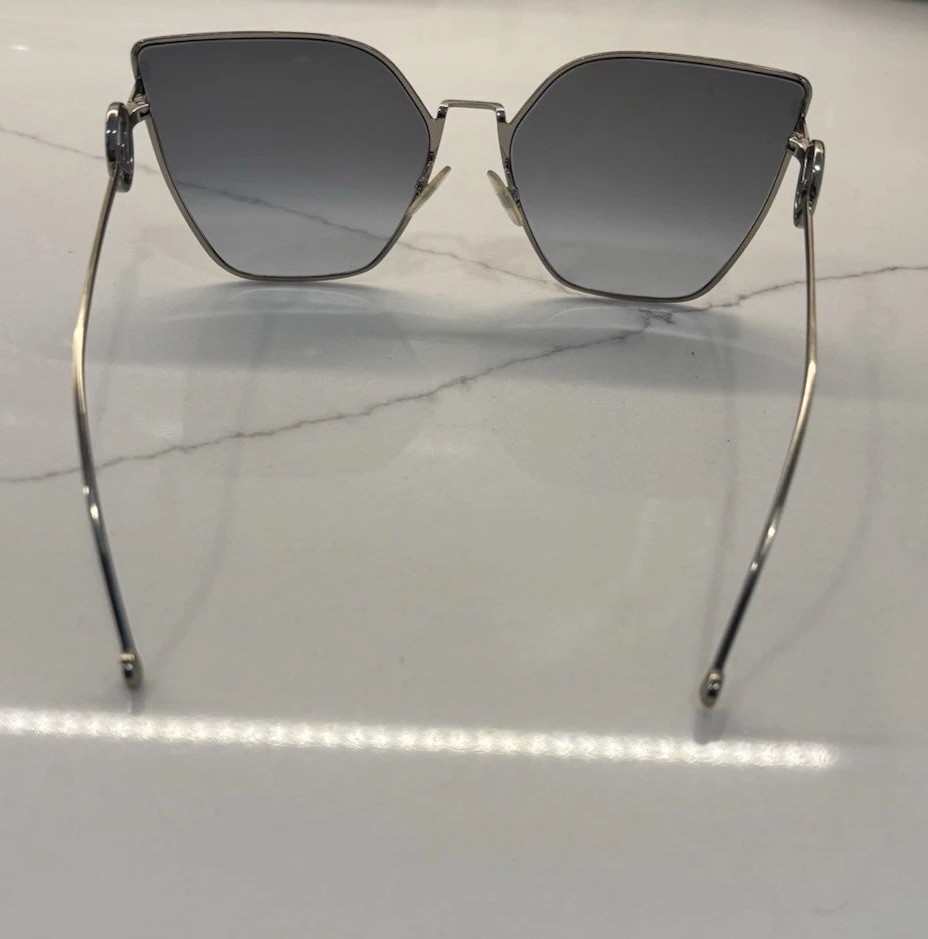 New! Womens FENDI FF 59MM Gradient Silver Logo Sunglasses- With Case$325