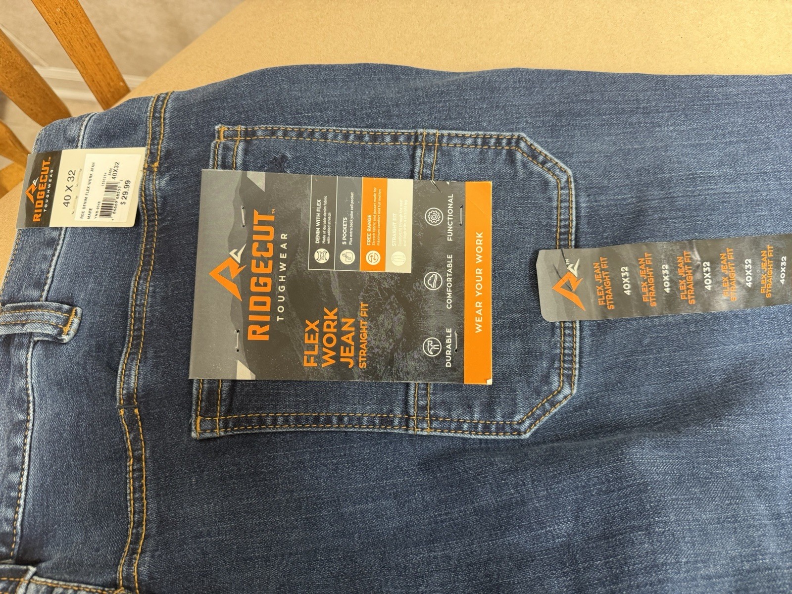 Ridgecut Men’s Jeans Flex Jean Straight Fit 40×32