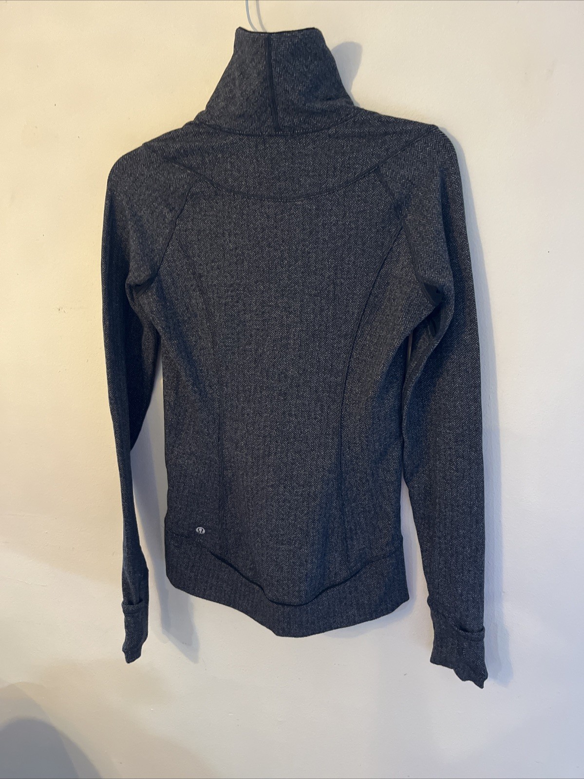 Lululemon READY OR SNOT Pullover 1/4 Zip Black / White Herringbone Jacket Sz 6