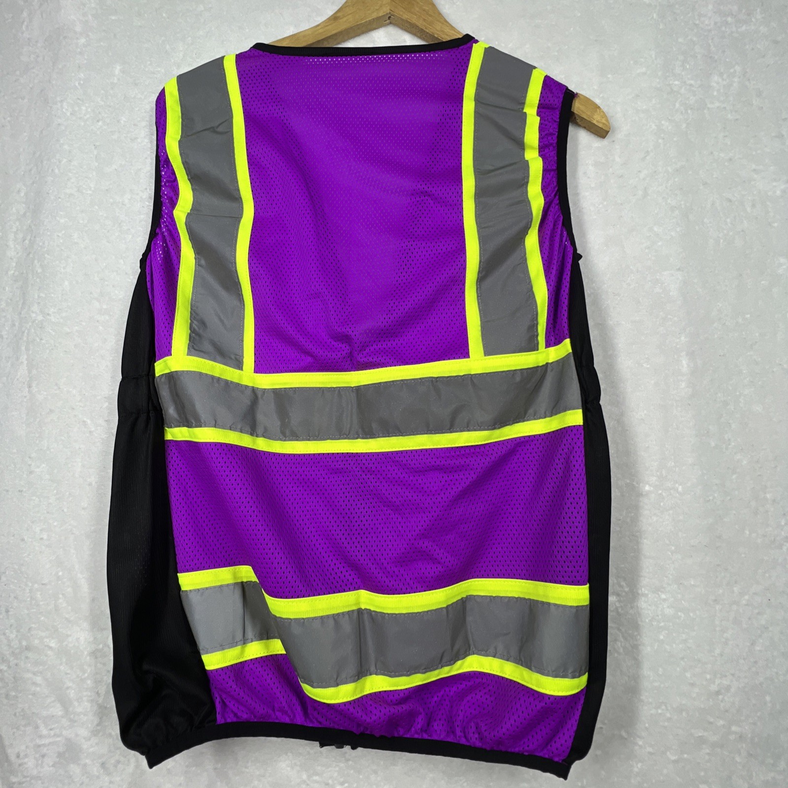 TuGlow Unisex Purple Yellow Zipper Pockets Sleeveless Reflective Vest Size M