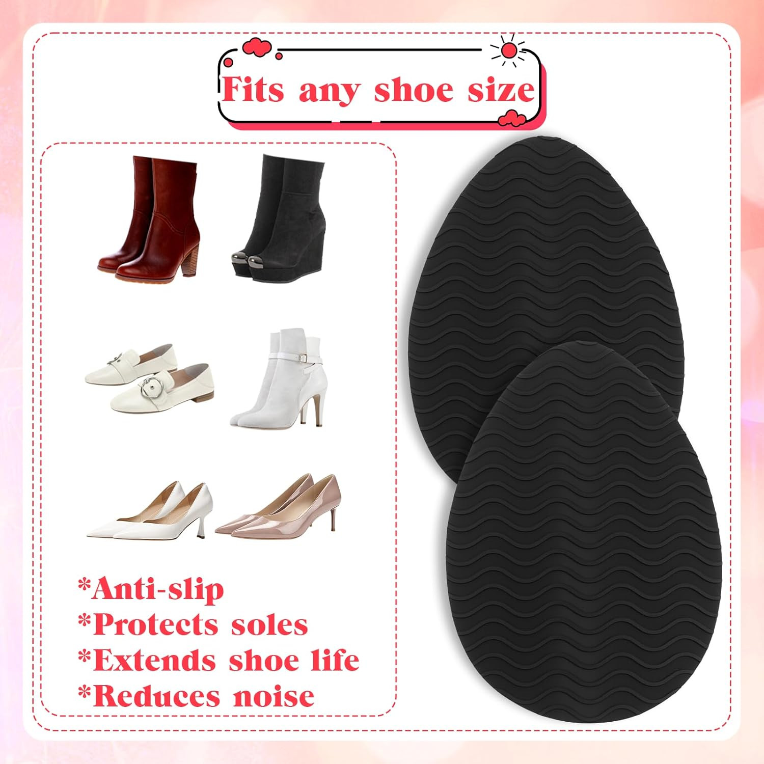 6 PCS Non Slip Shoe Pads, Thickened Non Slip Pads for Shoes Self Adhesive