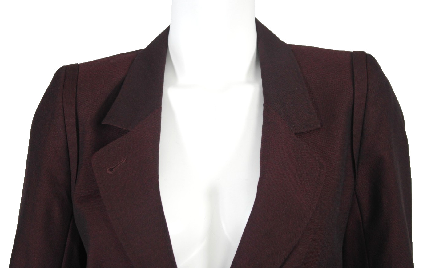 ANN DEMEULEMEESTER Bordeaux Red Wool-Silk Woven Blazer Jacket 40