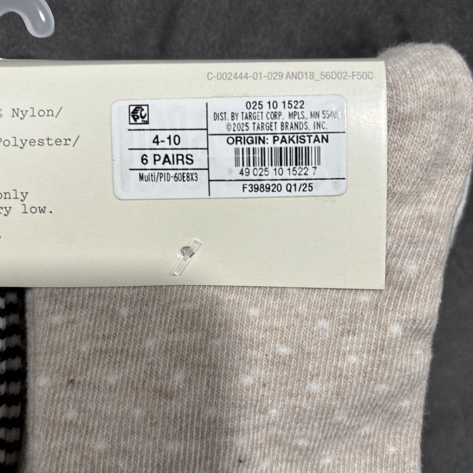 A New Day Cotton Blend Crew Socks 6 Pairs Solid & Patterned Size 4-10