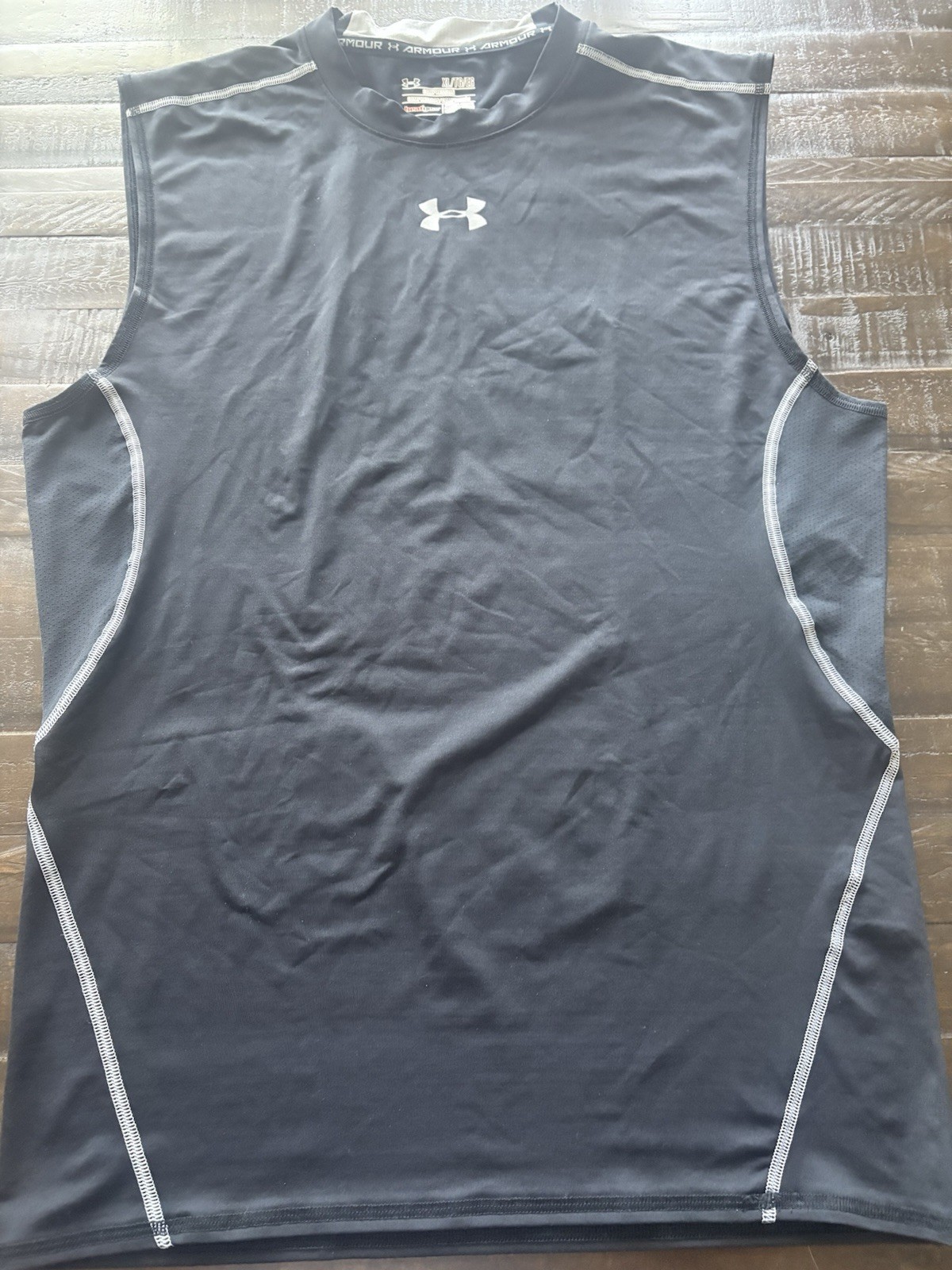 Under Armour HeatGear Compression Sleeveless Shirt Mens XL Black Athletic Gym