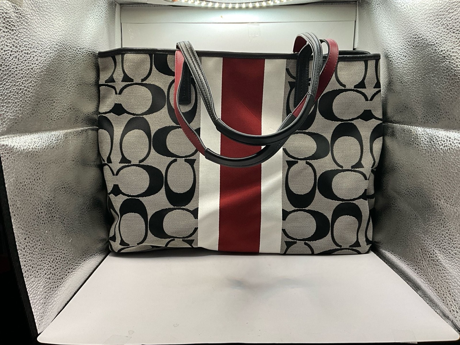 Coach Signature Stripe Tote Bag F1282-10054