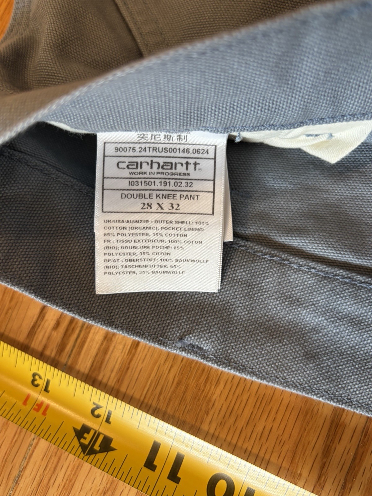 Carhartt WIP Double Knee Pant Dove Grey 28×32 Brand New Organic Cotton