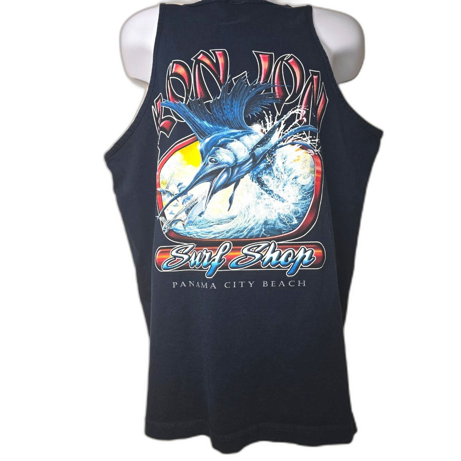 Ron Jon Surf Shop Marlin Tank Top Shirt Graphic Blue L Panama City Beach