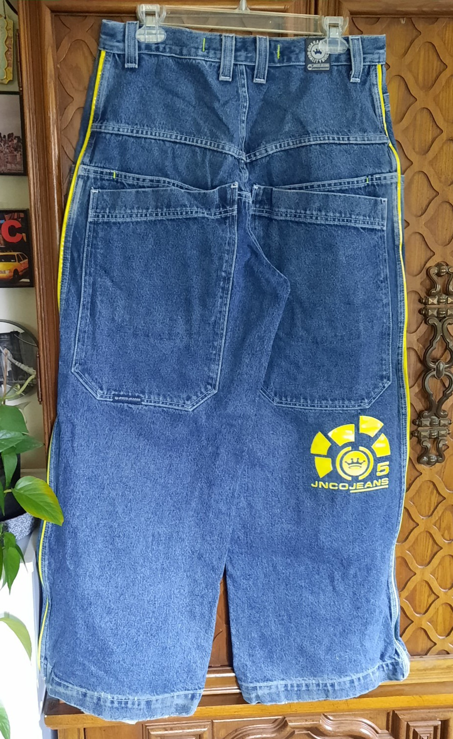 JNCO Vintage 90s NEON Green Stripe Skunk Skater Pipes Wide-Leg Jeans 32×30 Baggy