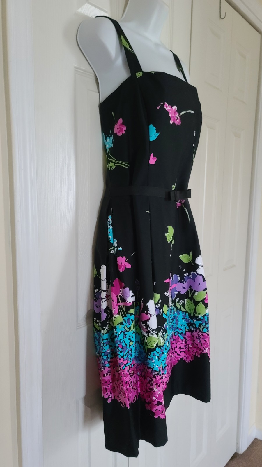 K STUDIO ~ NWT Black & Multicolor Floral Sundress ~ 16 New!
