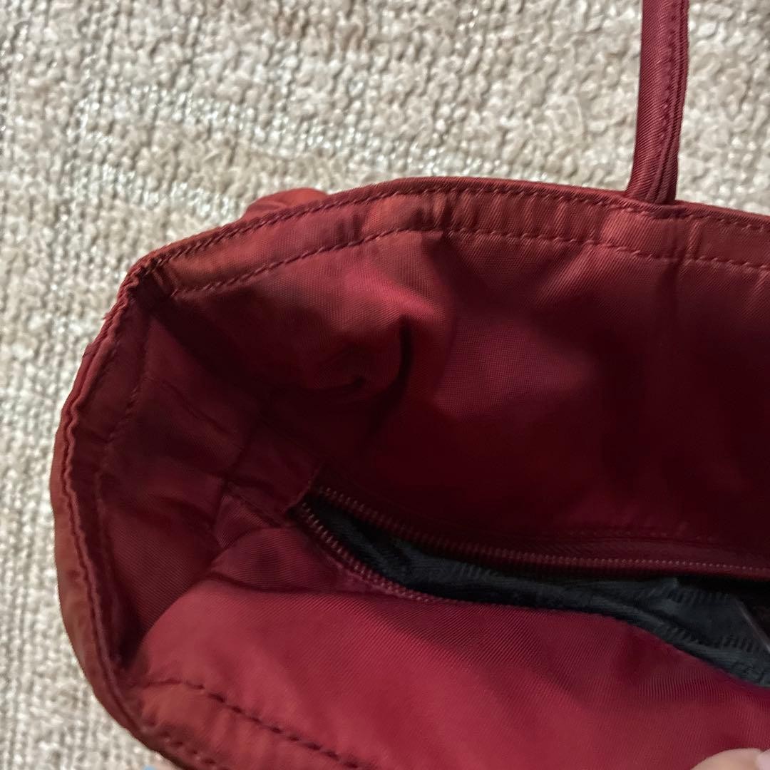 Authentic PRADA Bordeaux Nylon Tote Bag 12.6in Lightweight Excellent Condition