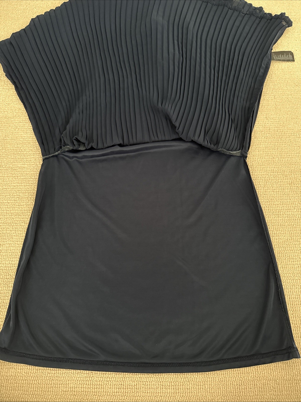 H&M High Neck Navy Pleated Swing Lined Sleeveless Tank Blouse Size 6