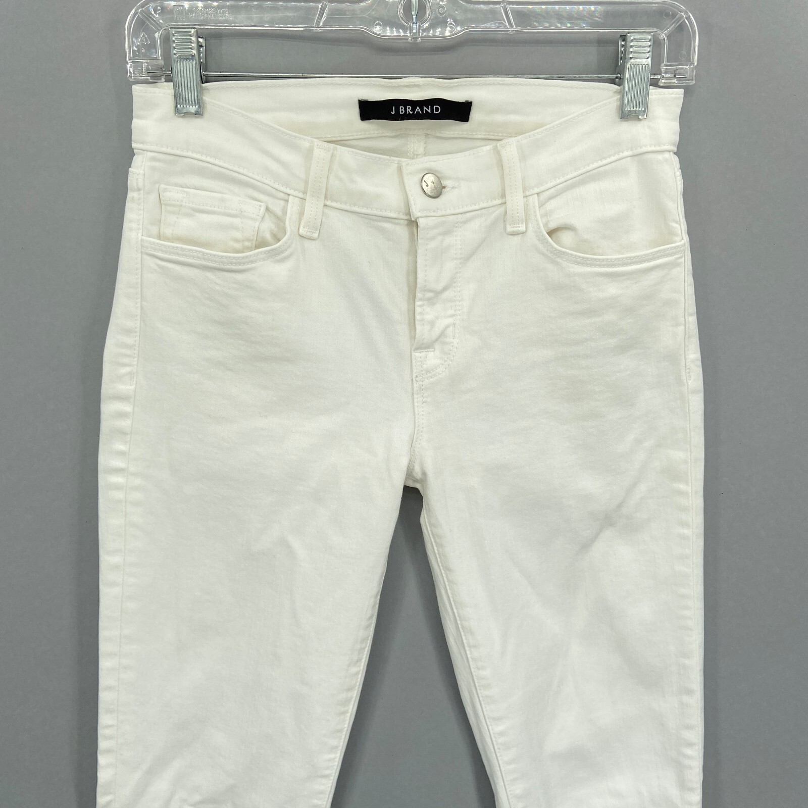 J Brand Jeans Womens 26 Straight Mid Rise Rail White Blanc Frayed Hem Stretch