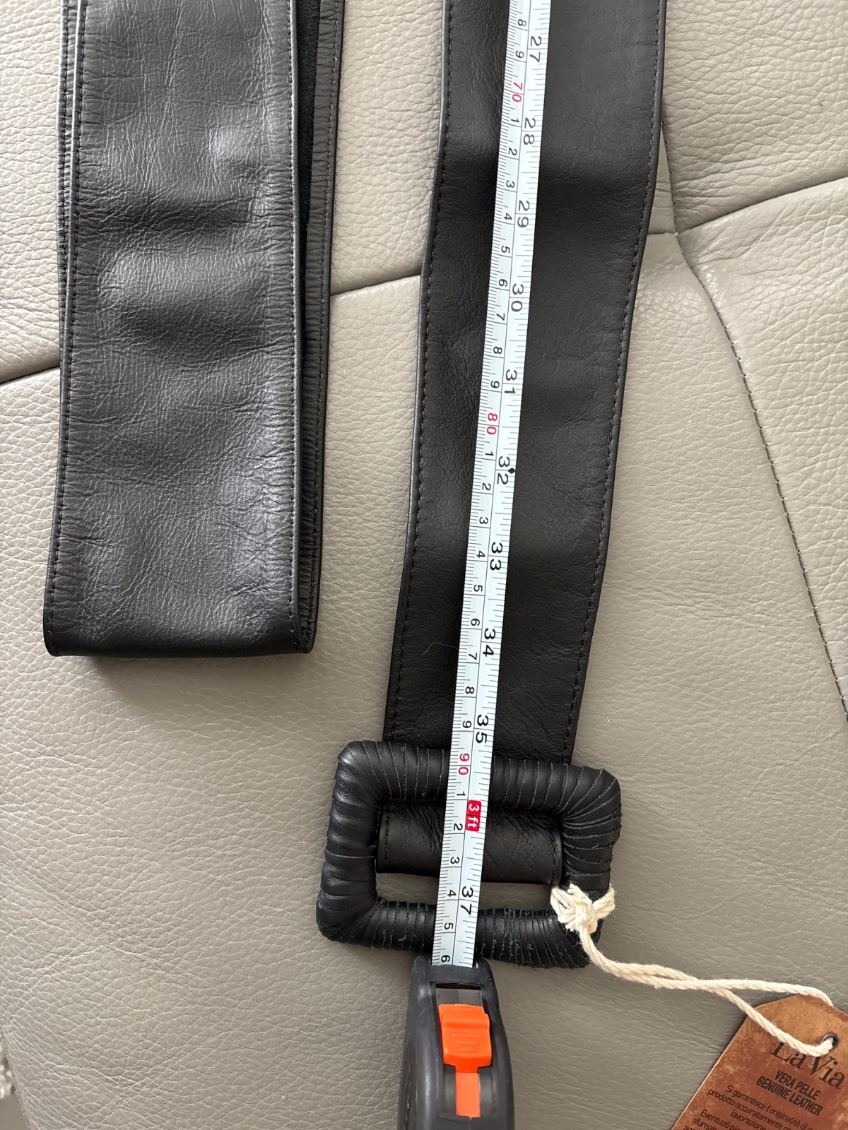 La Via Firenze/ Italian Genuine Leather Belt/ women / black/ M/L