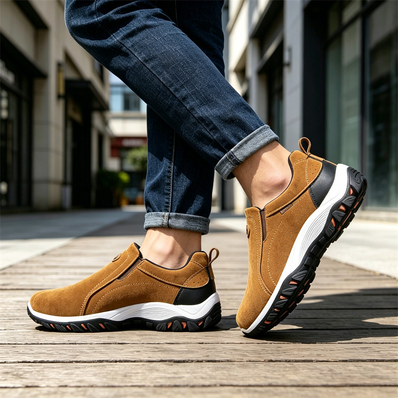 Men Lightweight Slip On Hiking Shoes Non-Slip Comfort Walking Sneakers