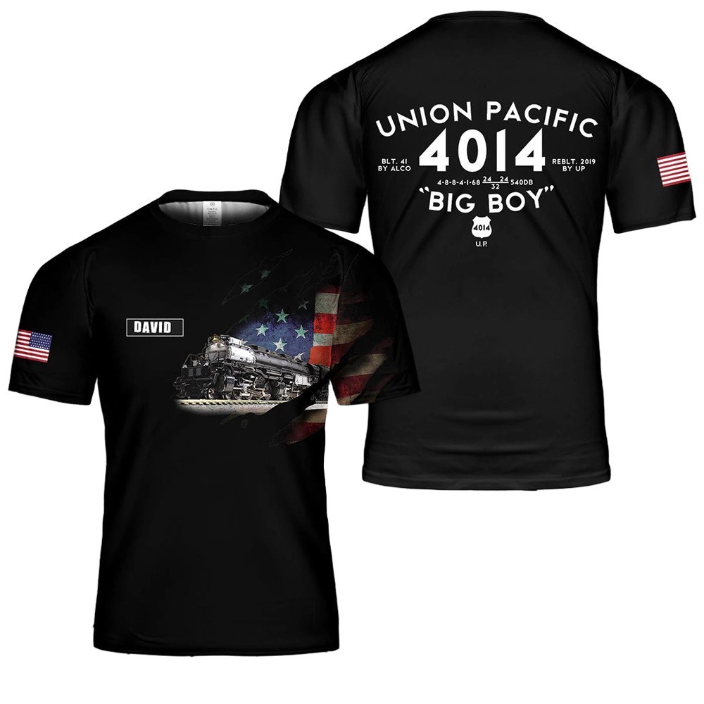 Union Pacific Big Boy 4014 Custom Name 3D T-Shirt Gift for Father S-5XL