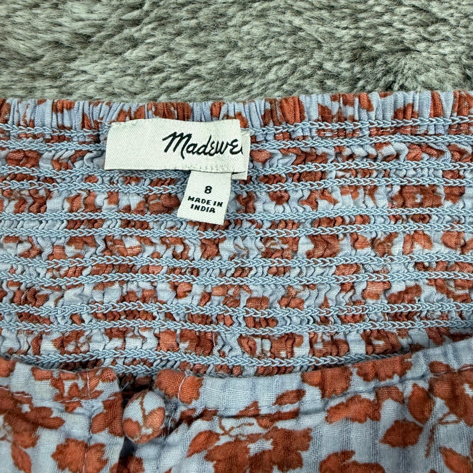 Madewell Button-Front Smocked-Back Top In Piccola Floral Women’s 8