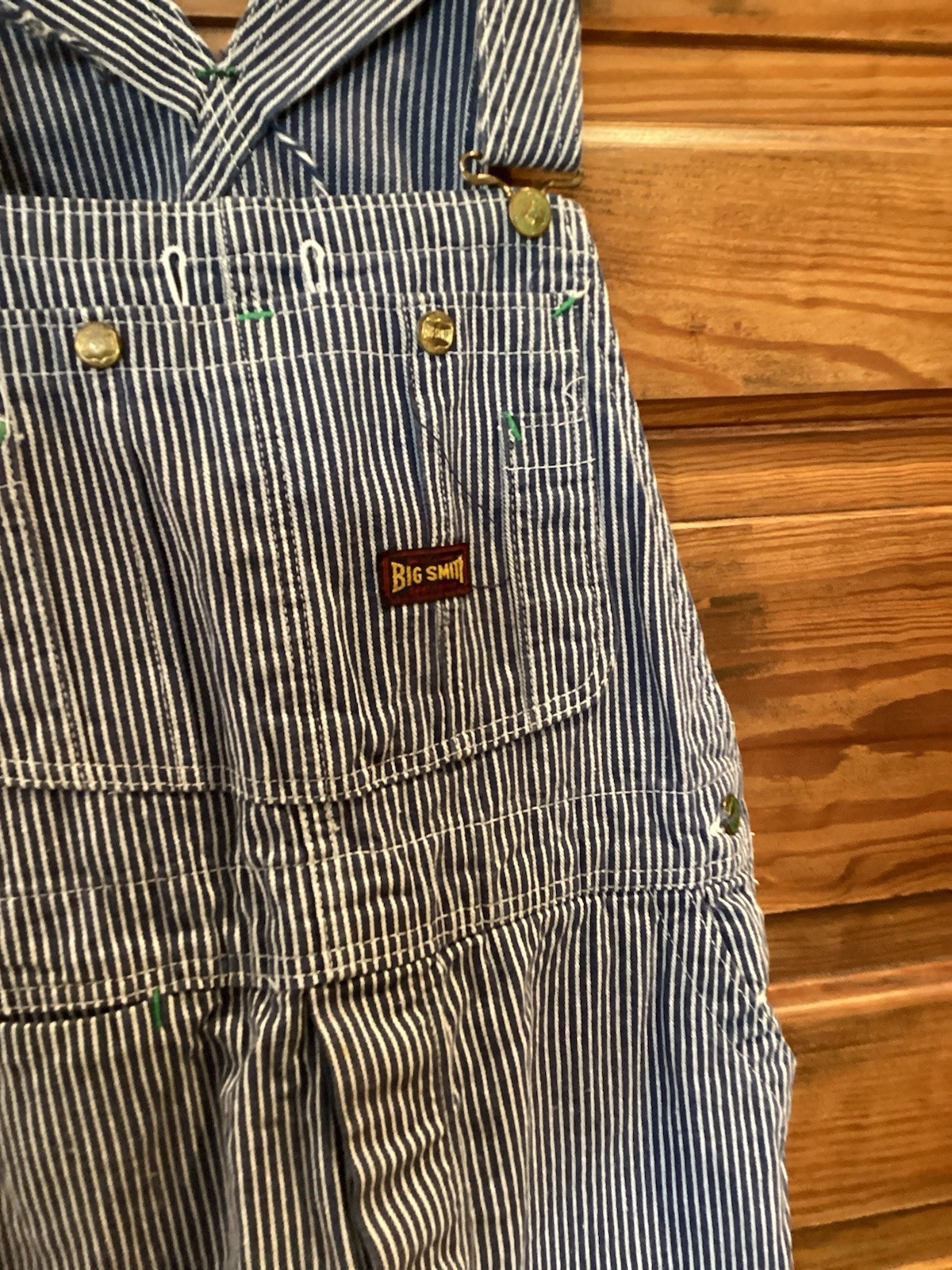 VTG 50s Big Smith Sanforized Union Made Hickory Striped Overalls Painter 34×28