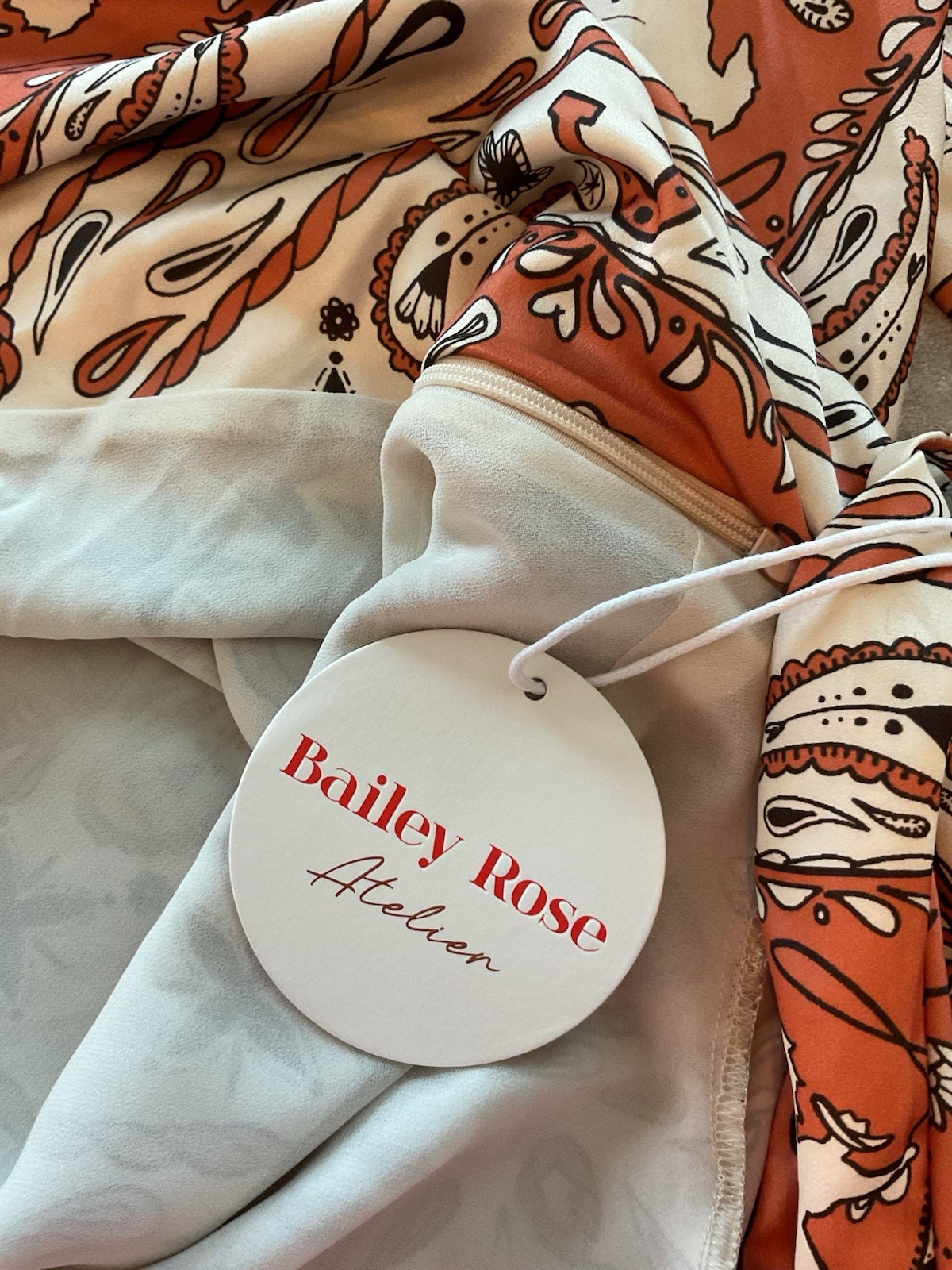 NWT Bailey Rose Paisley Horse Print Open Back Long Sleeve Mini Dress M