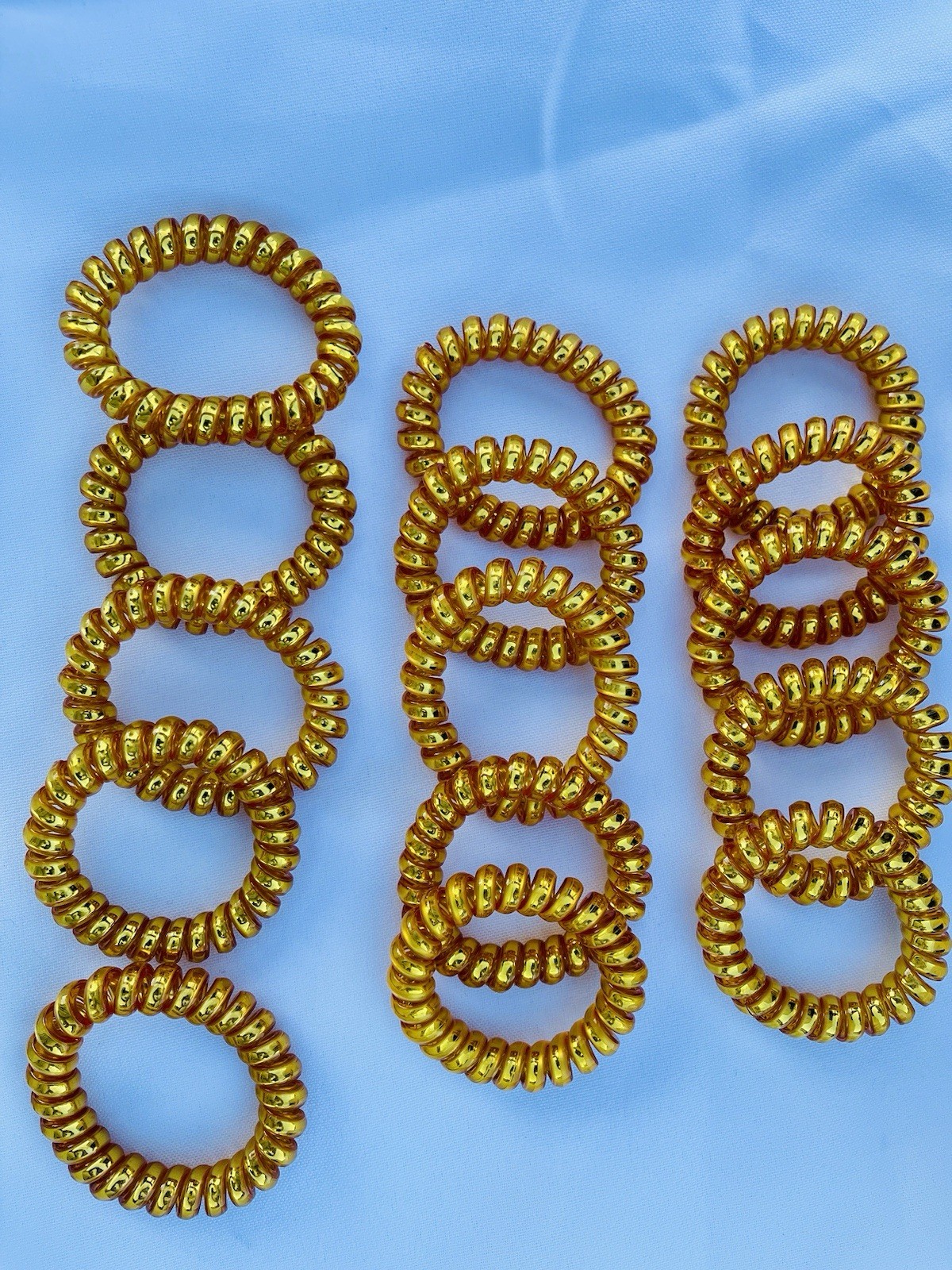 15 Pcs Gold Spiral Coil Hair ties Dent free Hold Kids &Adult Elastic Hair Tie