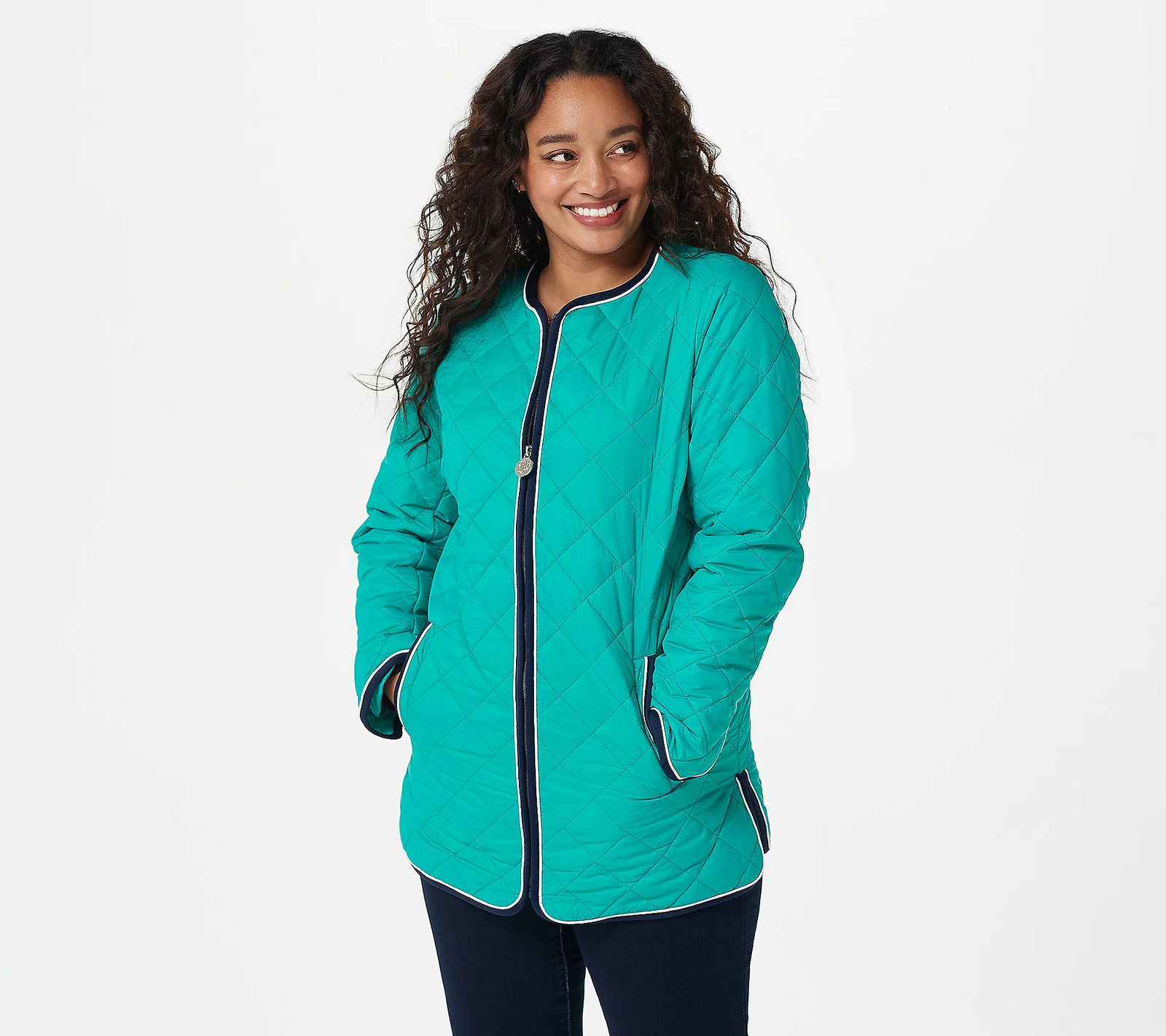 Dennis Basso Quilted Jacket Tropical Jade XS New
