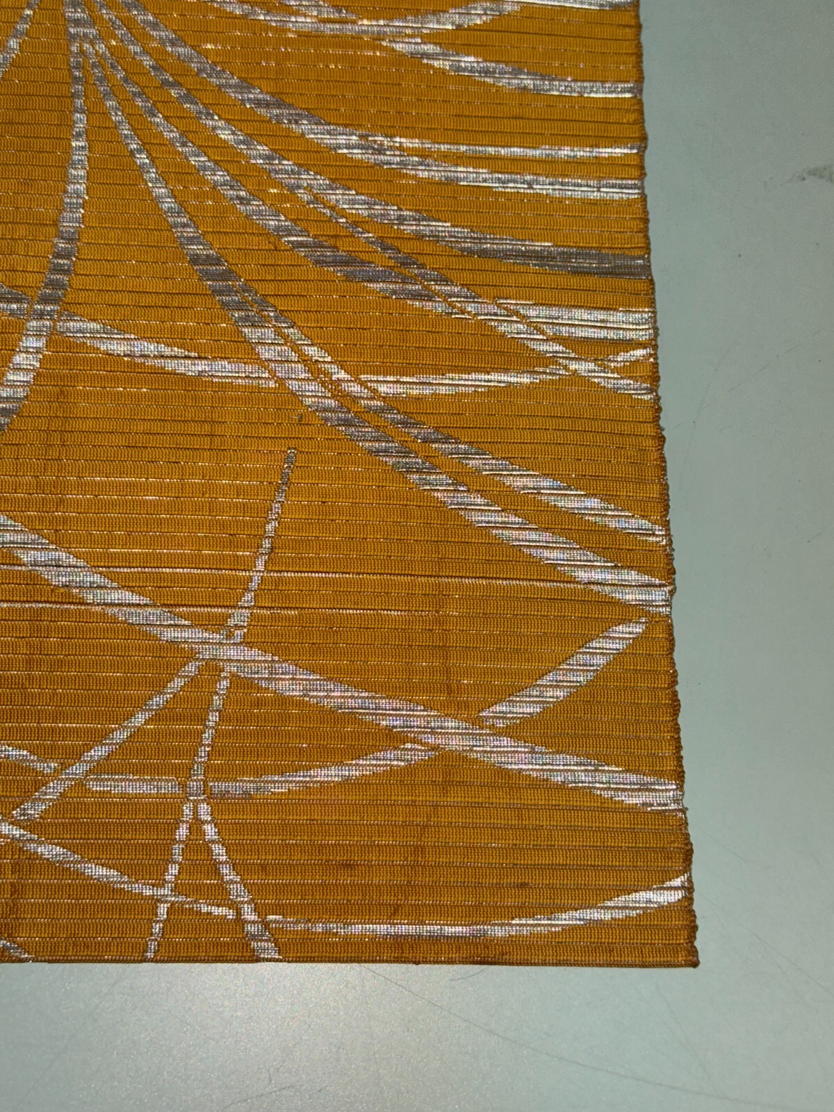 Japanese Vintage Kimono BOLT FABRIC cloth Silk Yellow Cut Sales 35.4×11.8in