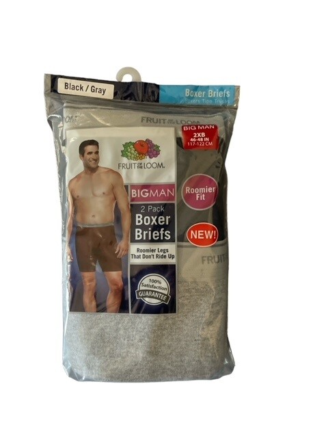 Fruit of the Loom Men’s Tagless Big Man Boxer Briefs Underwear(Pack of 2)
