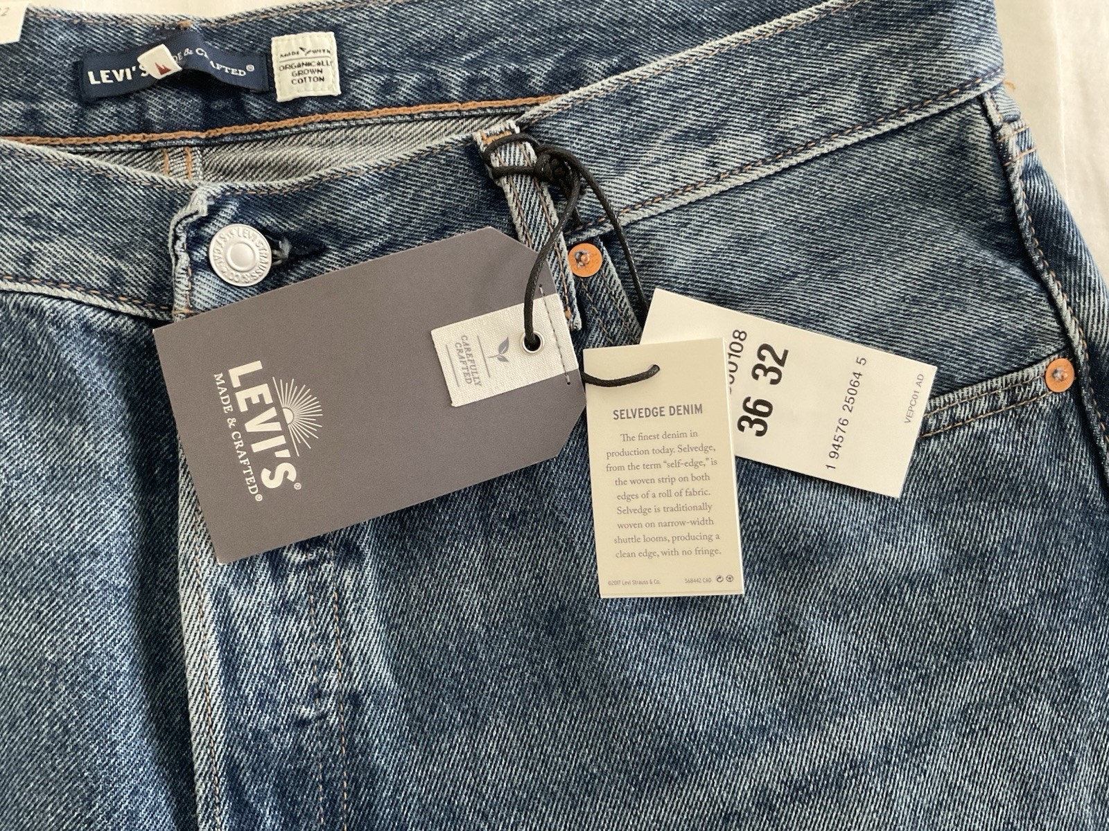Levi’s 501 ‘93 Straight Made And Crafted Jeans. Men’s 36 X 32. Big E.
