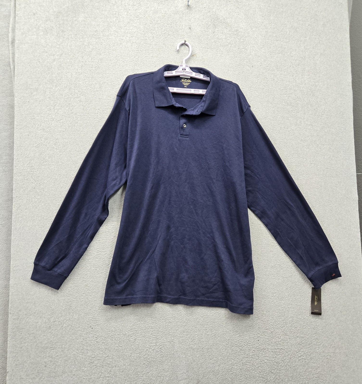 Tasso Elba Men Polo XL Midnight Blue Long Sleeve Collar Pullover Casual NWT