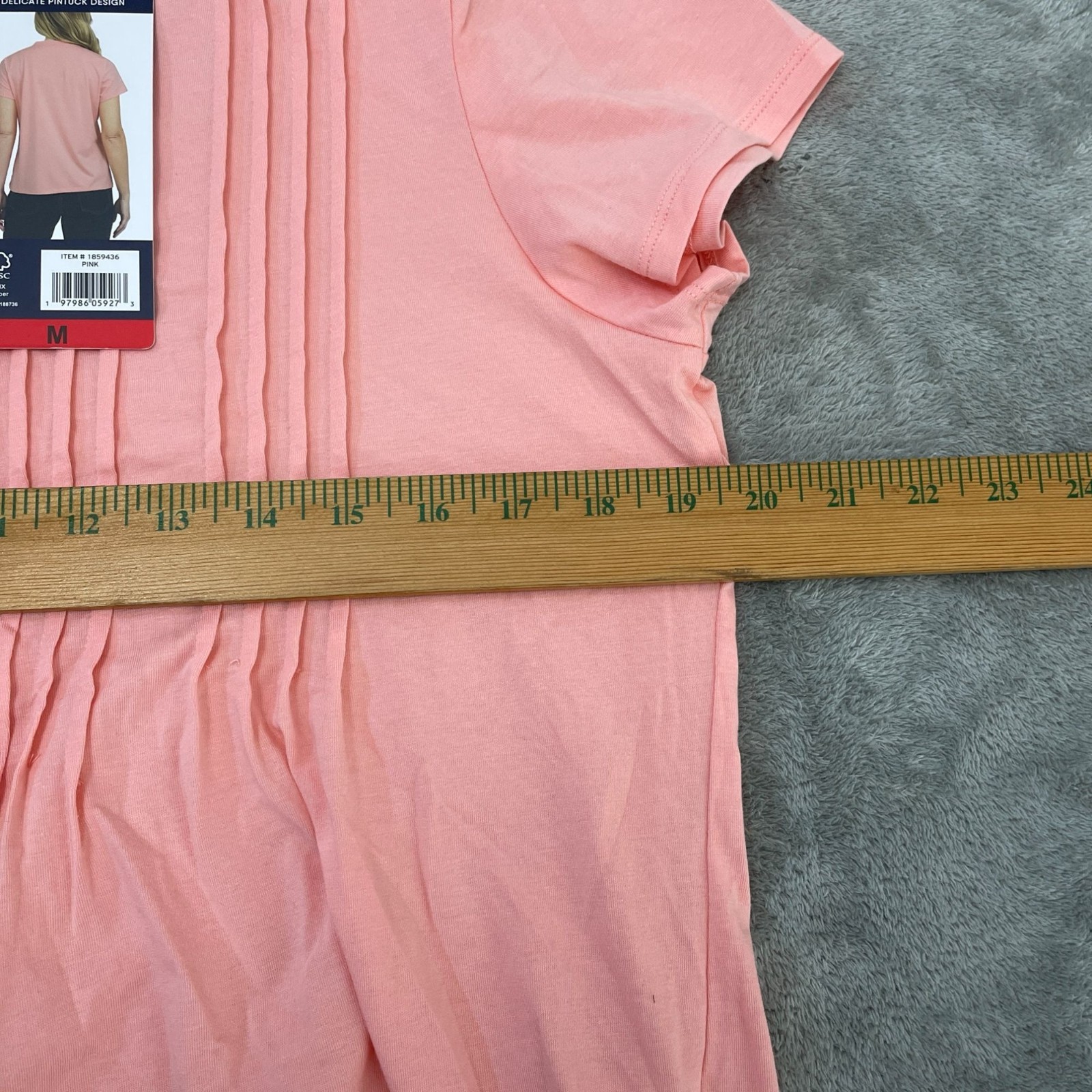NWT Lands’ End Women’s M Short Sleeve Pintuck Blouse Pink Cotton Modal C0723