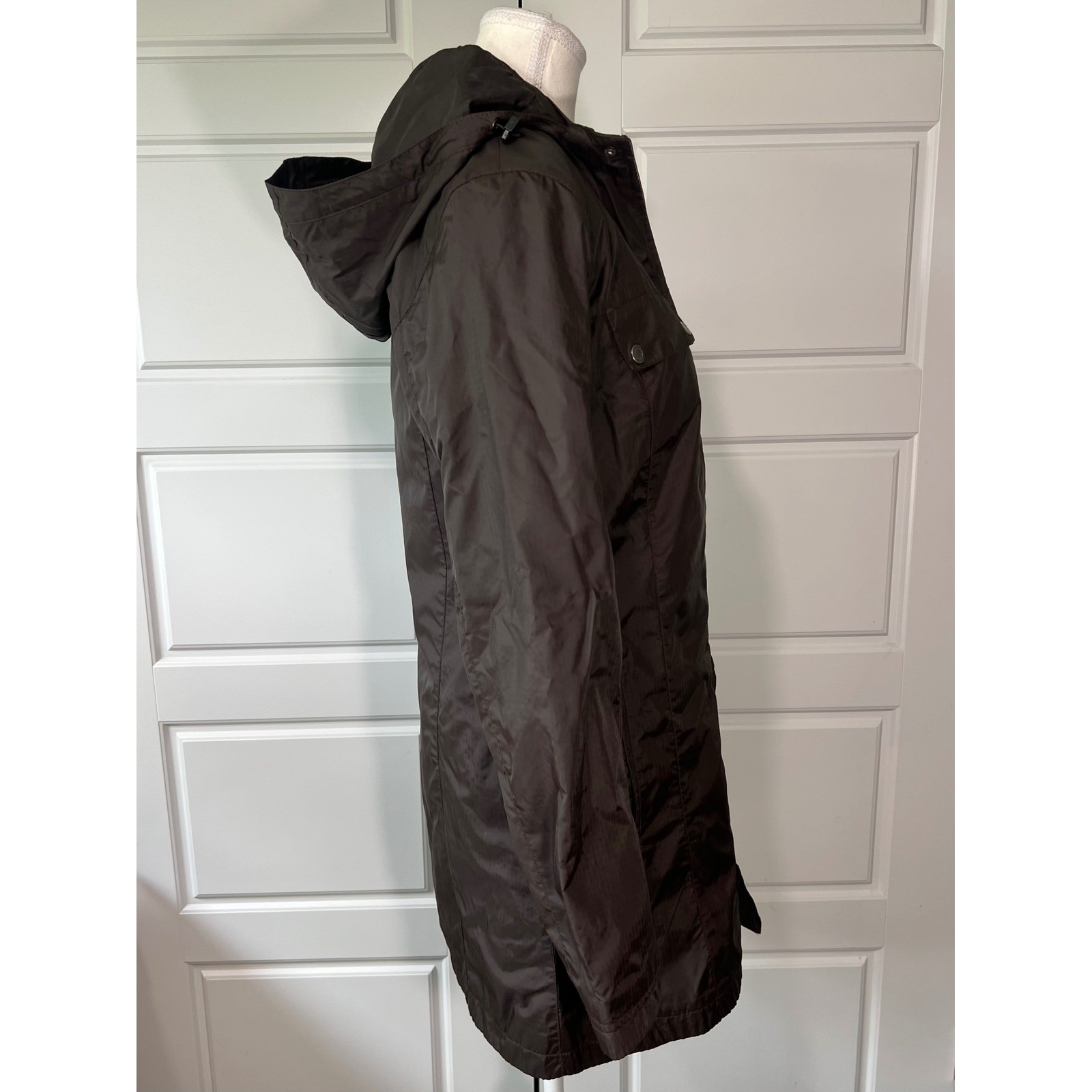 North End Ladies All Climate Wear Brown Hooded Rain Coat Jacket XS