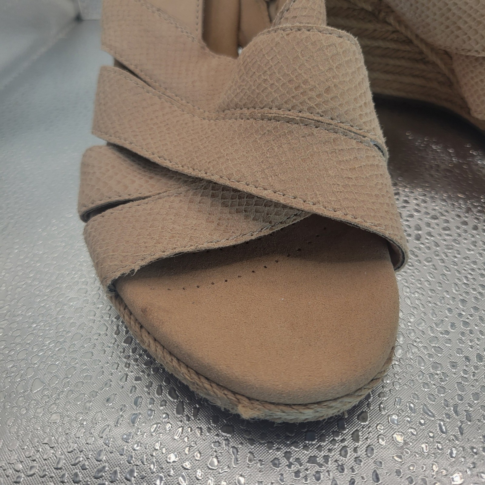 Clarks Lafley Krissy Sand Leather Espadrille Wedge Sandals Womens 7.5 M