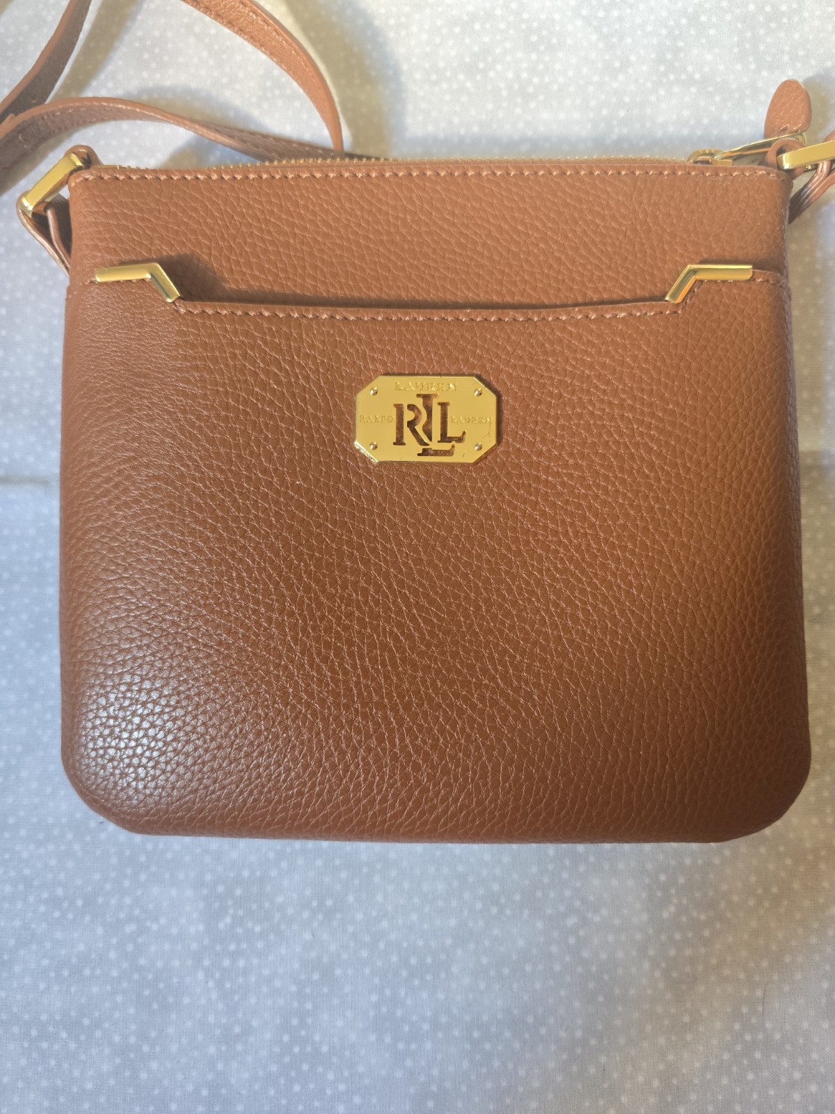 Lauren Ralph Lauren Acadia II Camel Color Crossbody Adjustable Strap Purse