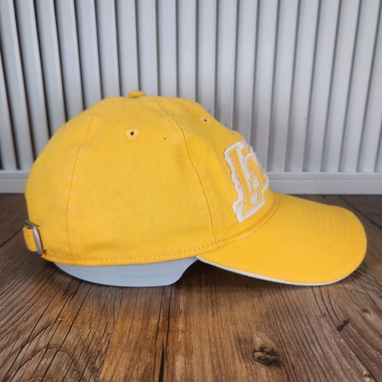 Los Angeles Lakers Adidas 2012 Hat Cap Strapback Yellow Spell Out Frill NBA Logo
