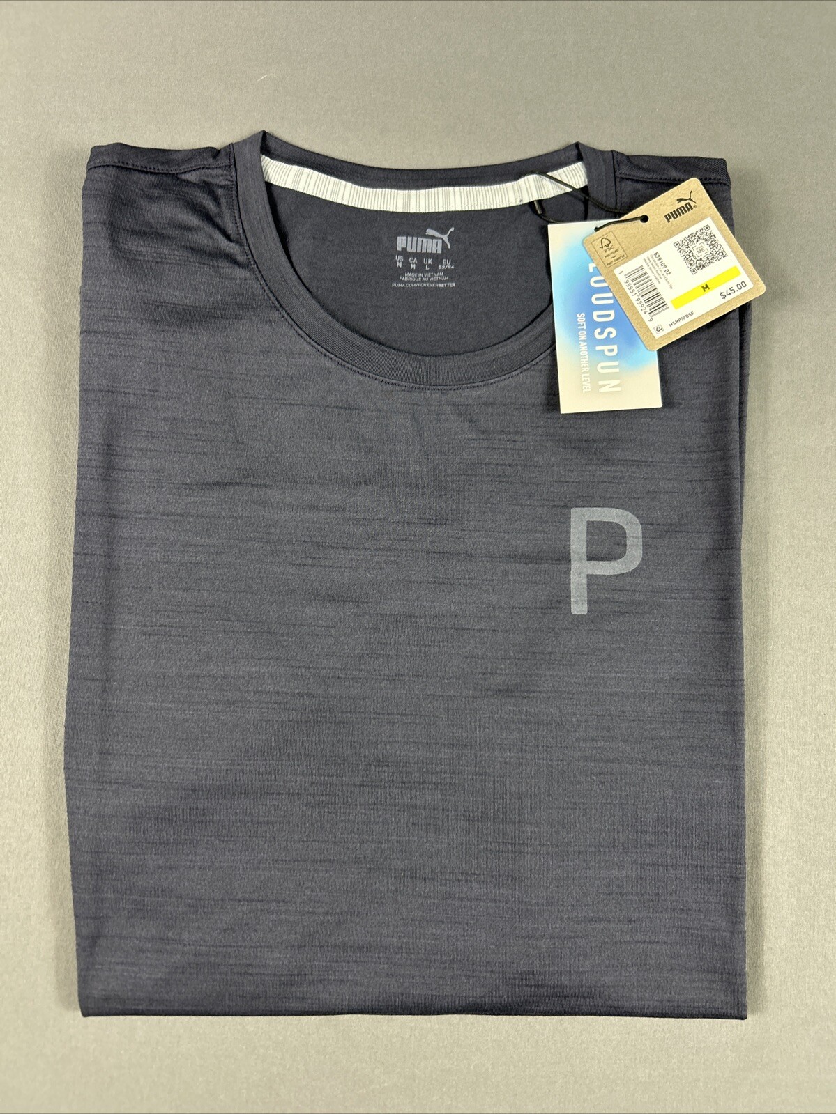 Puma Golf Shirt T-Shirt Cloudspun Turn & Burn Print Medium Blue NWT MSRP $45