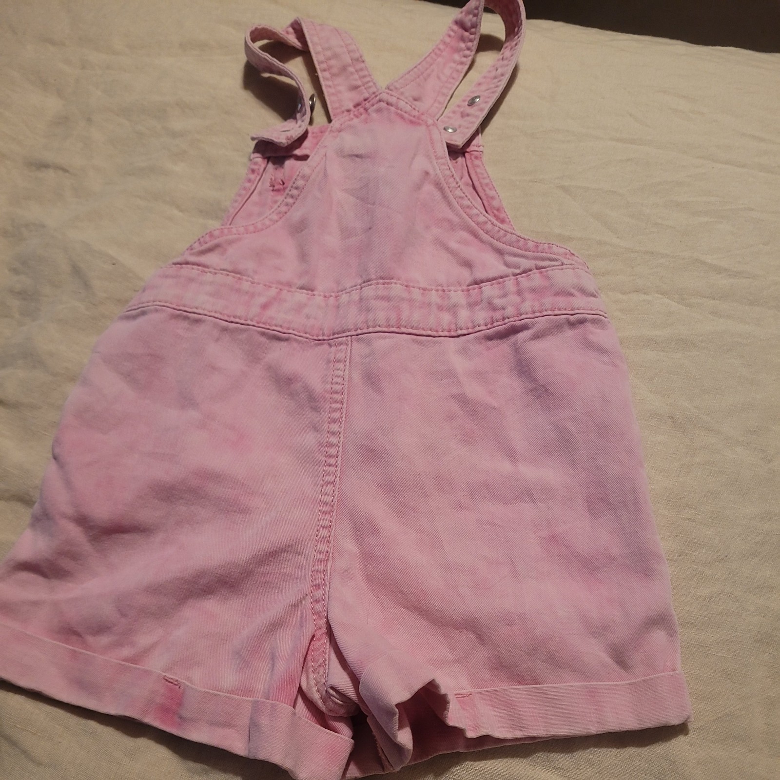 Disney Minnie Mouse Daisy Duck Embroidered Pink Bib Shortall Overalls 3T