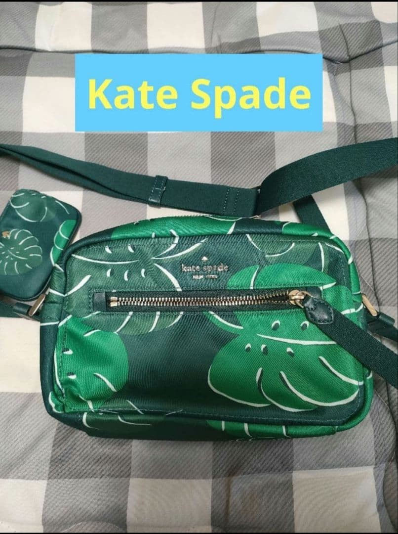 Kate Spade New York Green LeafPrint Crossbody Shoulder Authentic item from Japan
