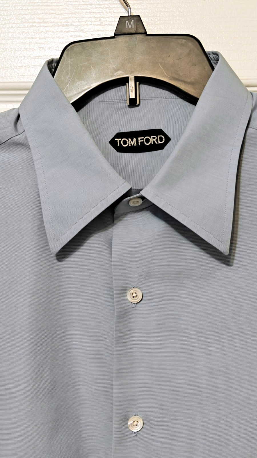 TOM FORD Men’s Dress Shirt Classic Blue 17/43 Cotton Made in Switzerland