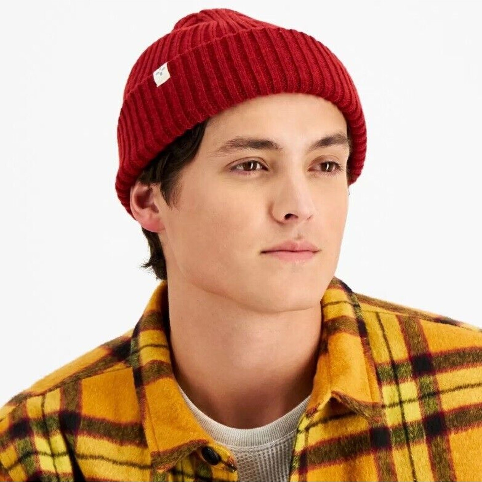 Sun + Stone Men’s Burgundy Red Double Knit Solid Classic Beanie Hat One Size