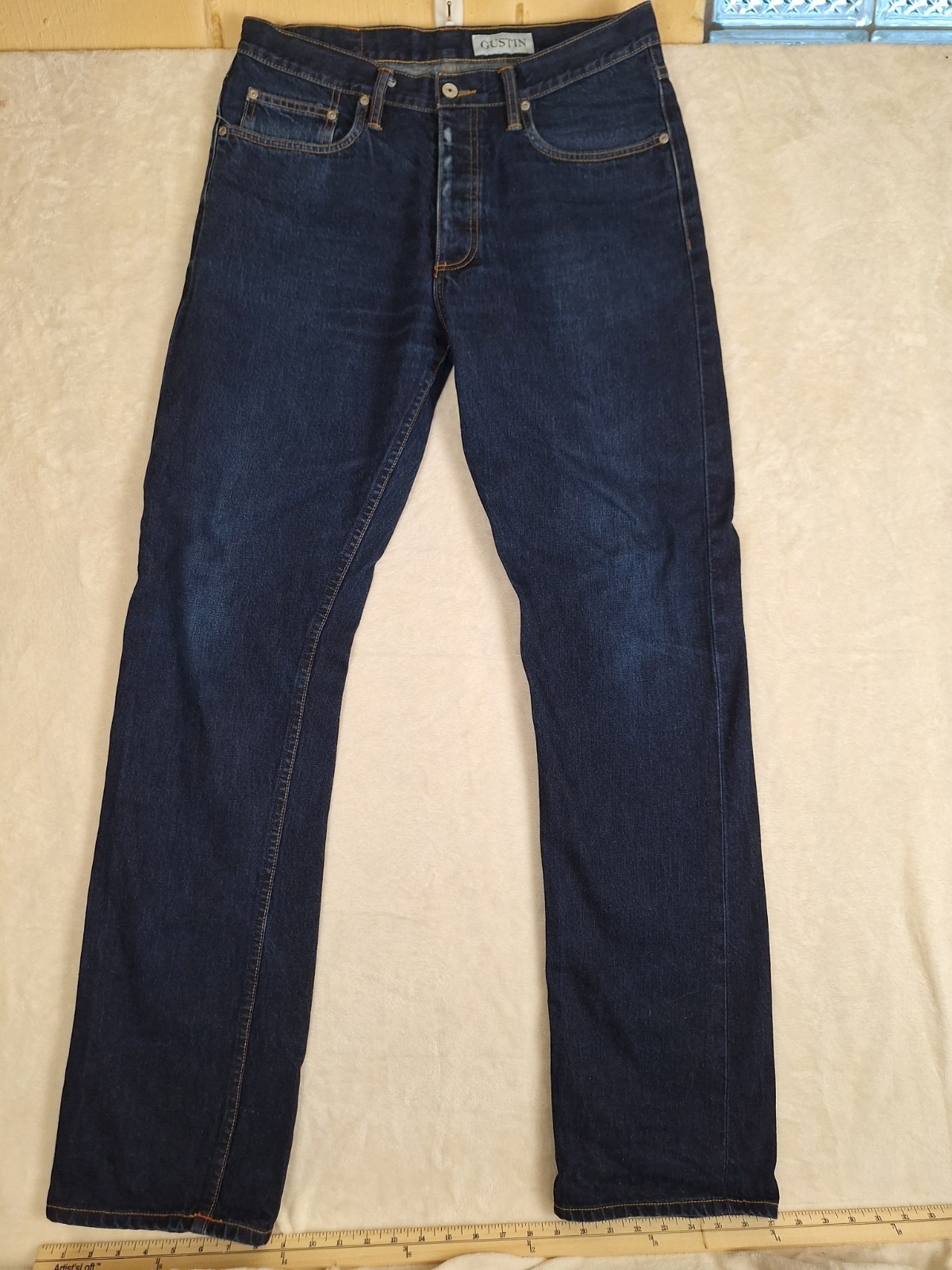 Gustin Jeans Men’s 36 (fits 34×36) Blue Straight Raw Selvedge Button Fly 116699